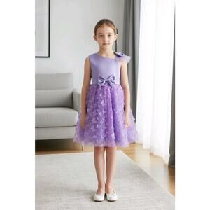 Lavender Tulle Overlay Easter Pagent Church Party Butterfly Dress Size 5T
